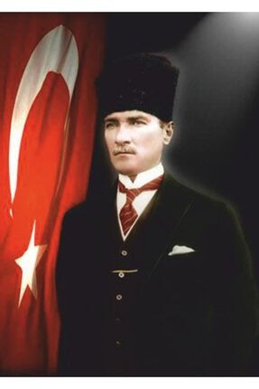Türk Bayrağıyla Atatürk 30 X 45 Cm Kuşe Poster Silindir Kutulu Kargo 6883749727630