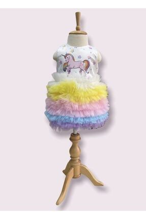 Kız Bebek Renkli Tül Etekli Unicorn Elbise 3112032