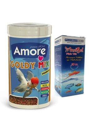 Goldy Mix Granules 1000ml Kutu Japon Balık Yemi + Fishvit Vitamin amore-gold-mix-1000-fishvit