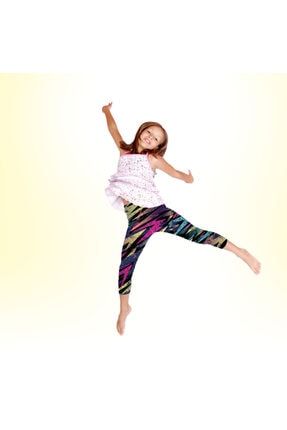 Kız Çocuk Çok Renkli Dijital Baskılı Fitness Disco Tayt DJTL06