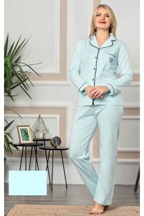 Kadın Açık Mavi Uzun Pijama Takımı ALM2477EVTA