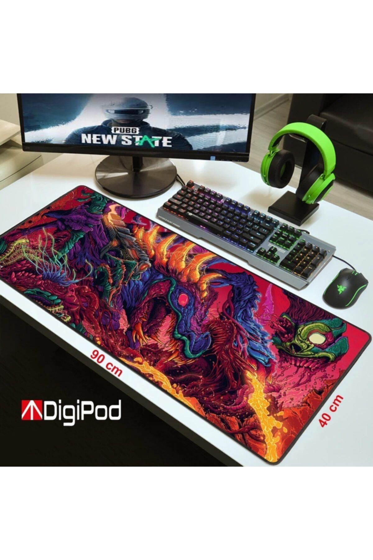 Digipod-Gaming Mousepad Gaming Mouse Pad 90x40 Xxl Large Gaming Mousepad Non-Slip Base 4mm Thickness 4
