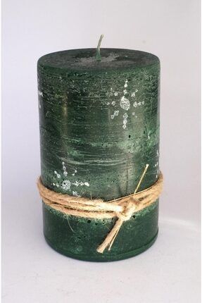 Yılbaşı Sütun Mum, Yeşil Büyük Mum, Silindir Mum, Yeniyıl Kolleksiyon, Green Candle, 10x15cm, Hediye LM-9059