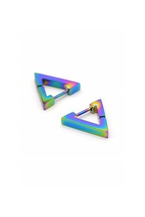 Mini Geometrik Ünisex Hologram Renk Çelik Küpe thpy2635