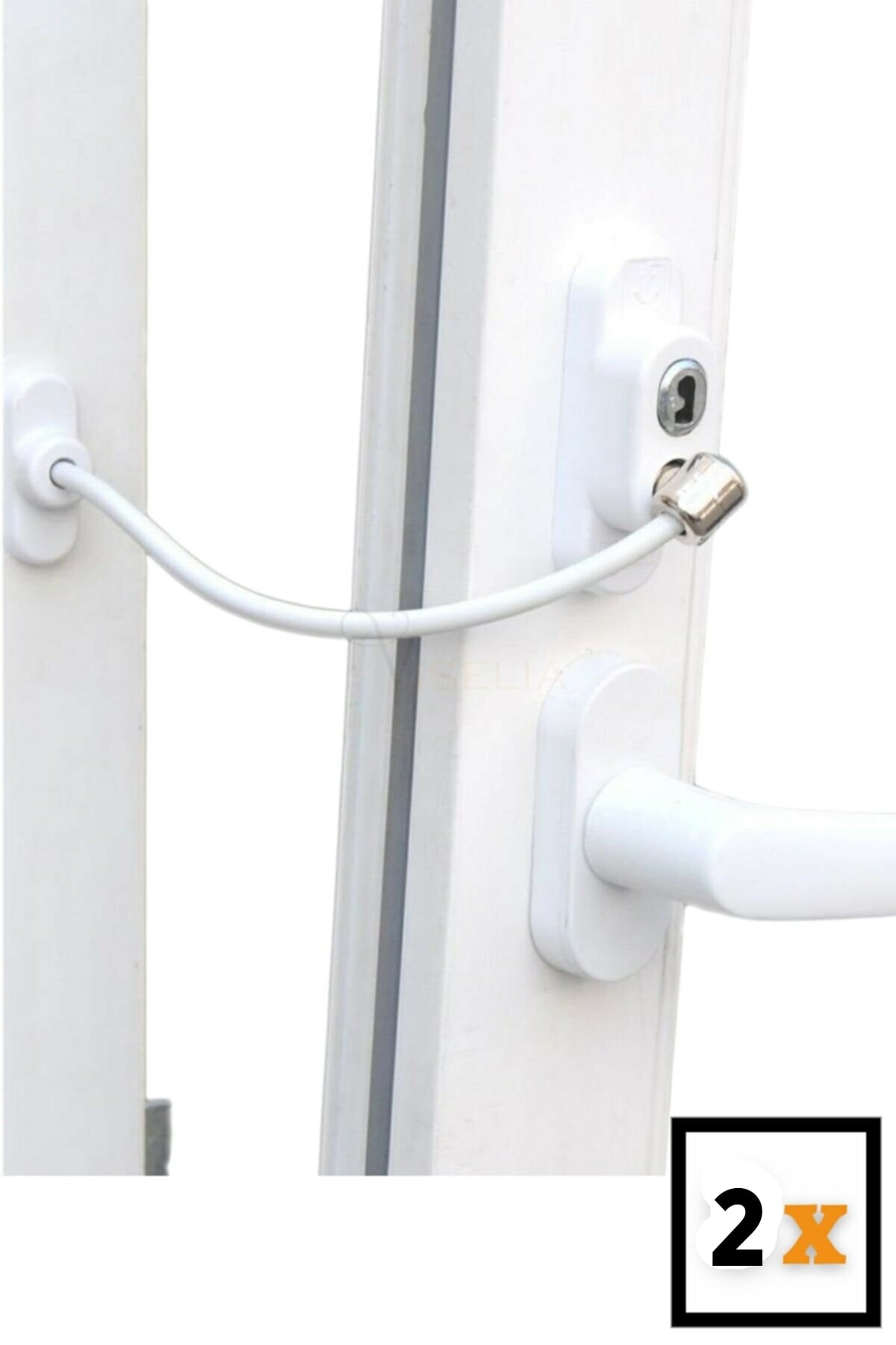 fitfiyat 2 Adet ! Halatlı Anahtarlı Metal Cam Pencere Pimapen Kilidi Hırsız Çocuk Güvenlik Emniyet Kilidi fotoğrafı 2 (önizleme)