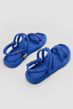 Kadın Mavi Halat Detaylı Sandalet 21WA107