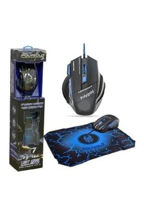 X7 Kablolu Işıklı Oyuncu Mouse Mousepad Mavi PGX7M