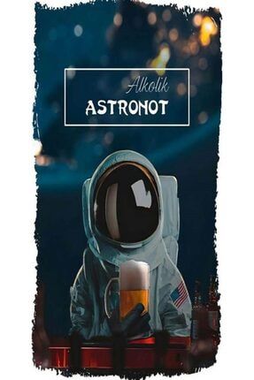 Alkolik Astronot (10 Cm X 20 Cm) Mini Retro Ahşap Poster P0525 PRA-4861461-6621