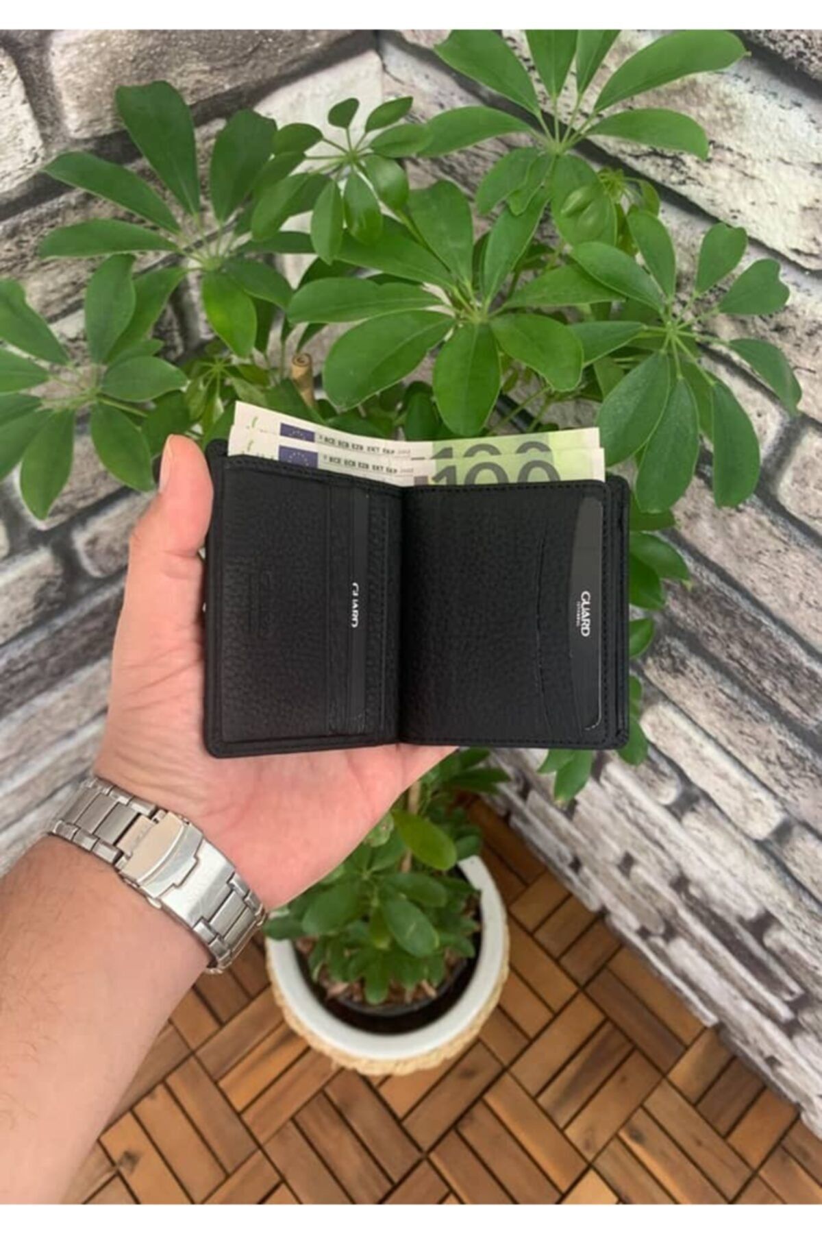 GUARD-Matte Black Men's Wallet with Medium Double Python and Coin Compartment 2