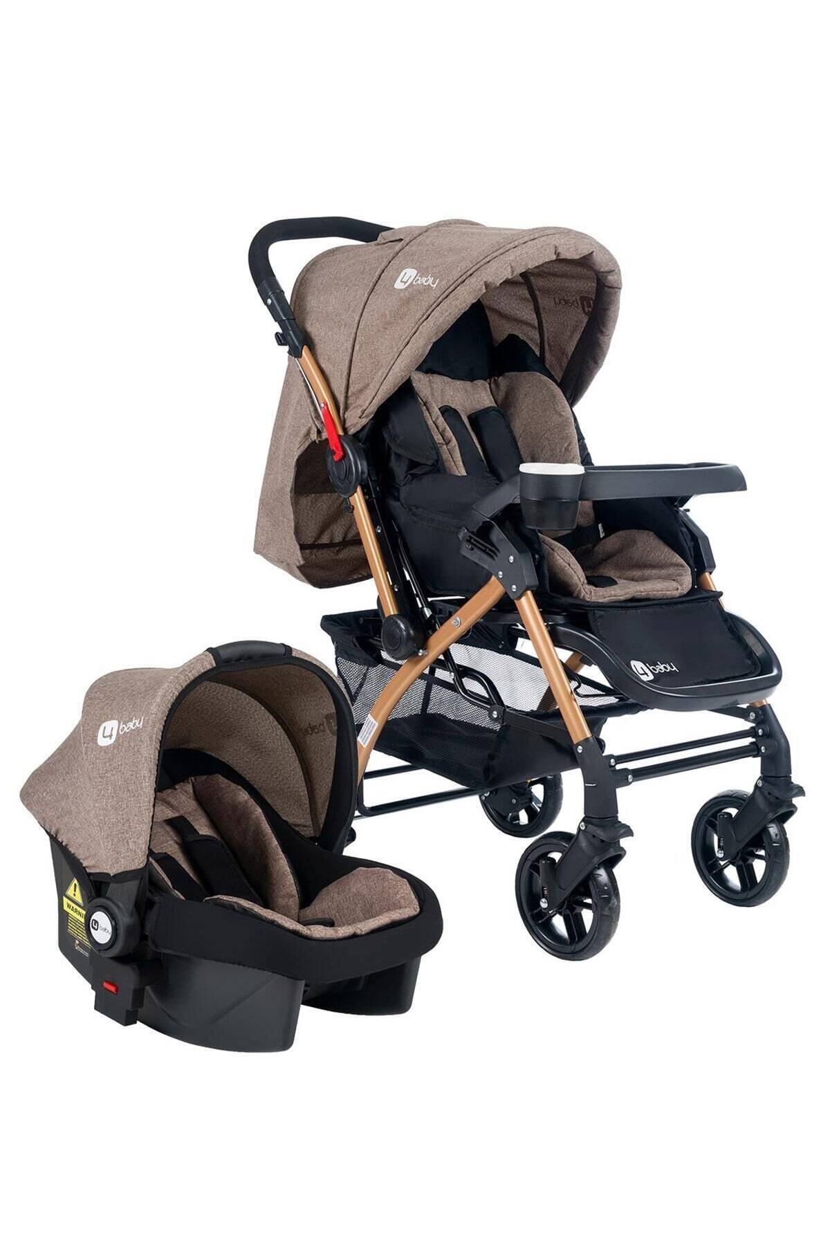 Kahverengi 4 Baby Ab460 Active Gold Travel Sistem Çift Yönlü Bebek Arabası