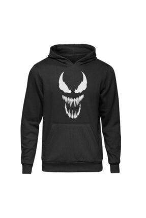 Marvel Venom Siyah Kapşonlu Hoodie Sweatshirt ISKAMRV1301