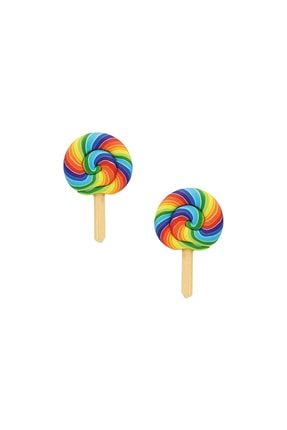 Kız Çocuk Klips Küpe Rainbow Lolipop - Deliksiz Kulak KLPS-RL