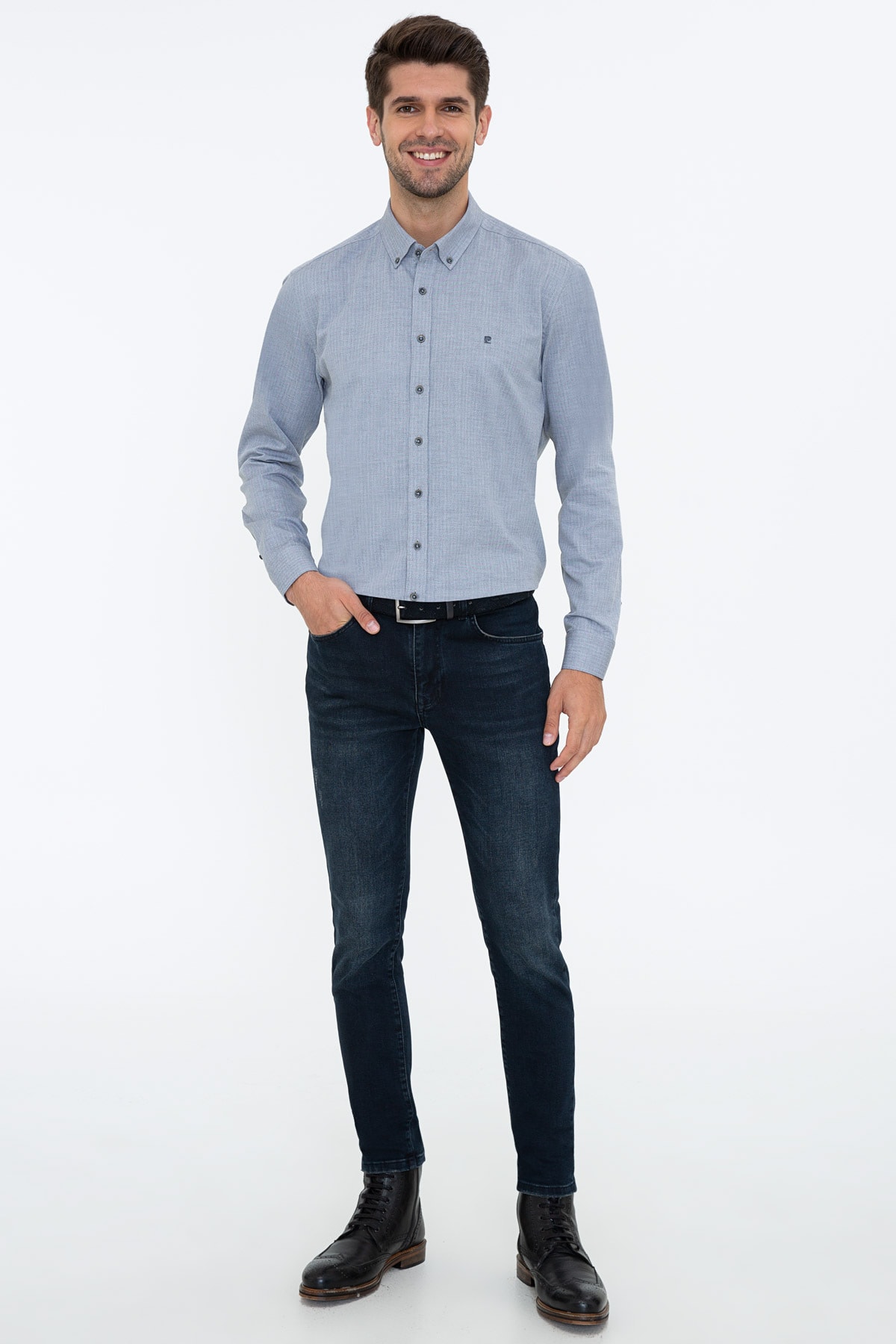 پیراهن پیر کاردین مردانه پاموک آبی  راسته Regular/رگولار      | Pierre Cardin G021SZ004.000.1304723 TR - تصویر 4
