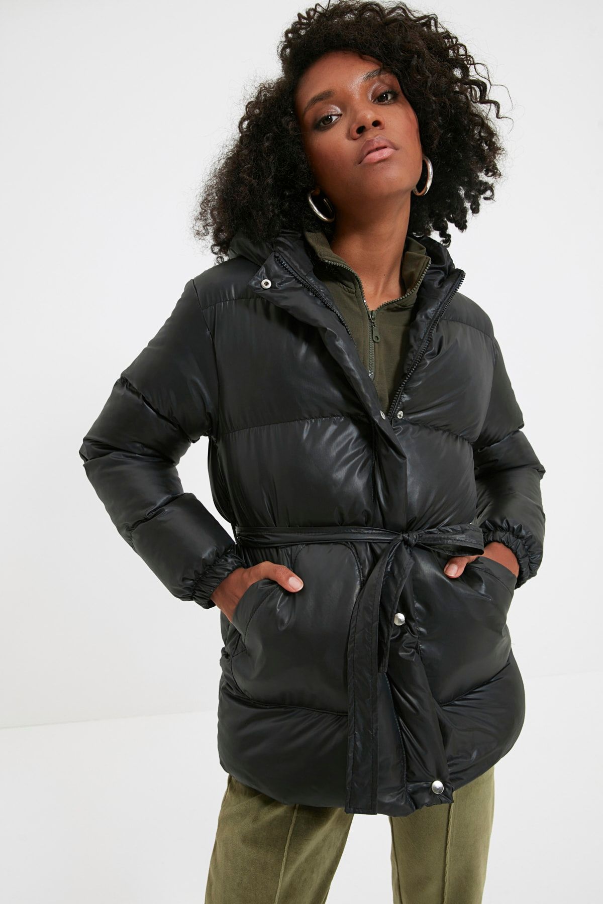 Trendyol Collection Winter Jacket - Gray - Puffer - Trendyol