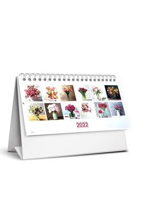 2022 Yılı (13,5X20) Cm Çiçek Karton Üçgen Masa Takvimi -12 Yaprak ürn.mtk-803