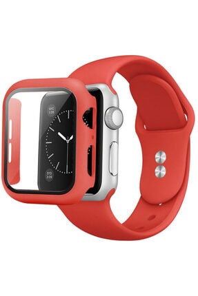 Apple Watch Seri 2 3 4 5 6 Se 42mm Kayış Kordon Ve Kasa Korumalı 2 In 1 Silikon Kordon KSKRDq42
