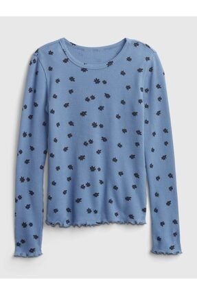 Kız Çocuk Mavi Waffle Örgü T-shirt 720910