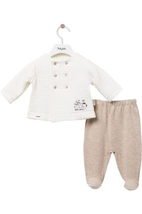 Erkek Bebek Desenli Düğmeli Sweat & Pantolon 2'li Takım babydola12602-12