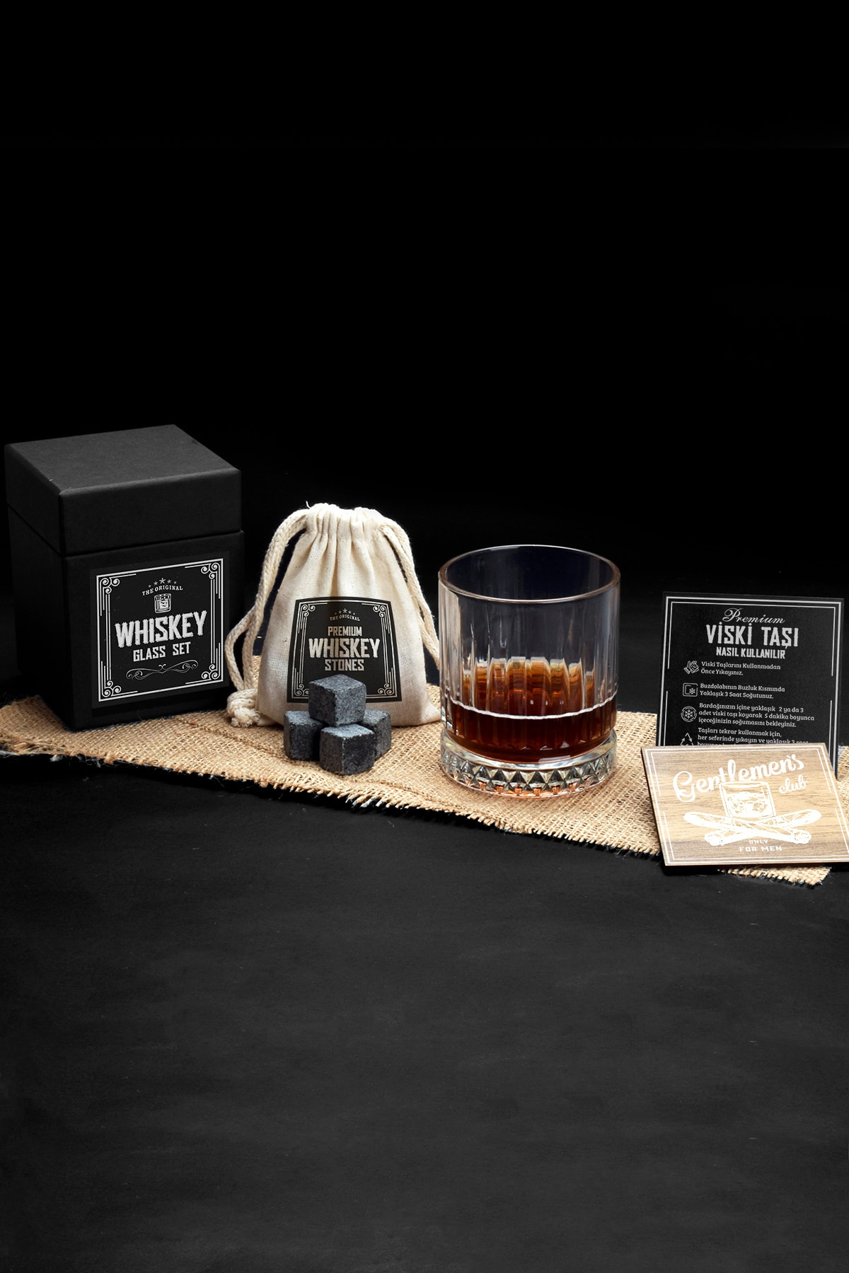 hediyemen Premium Kutulu Black Serisi Viski Bardak Kadehi Seti
