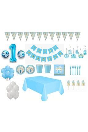1 Yaş Doğum Günü Parti Seti Mavi 16 Kişilik 1MAVİ
