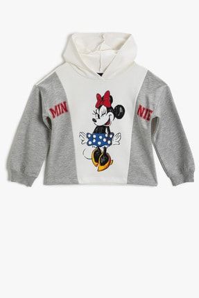 Minnie Mouse Lisanslı Baskılı Kapşonlu Sweatshirt Pamuklu 2KKG17221AK