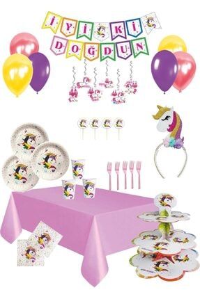 Unicorn Doğum Günü Parti Seti 8 Kişilik sft64