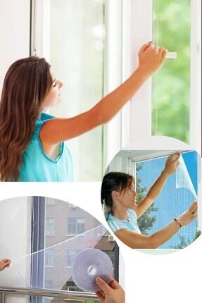 10 Adet Kesilebilir Pencere Sinekliği Cırt Bantlı Yapışkanlı 100cm X 150cm PRA-3530063-9384
