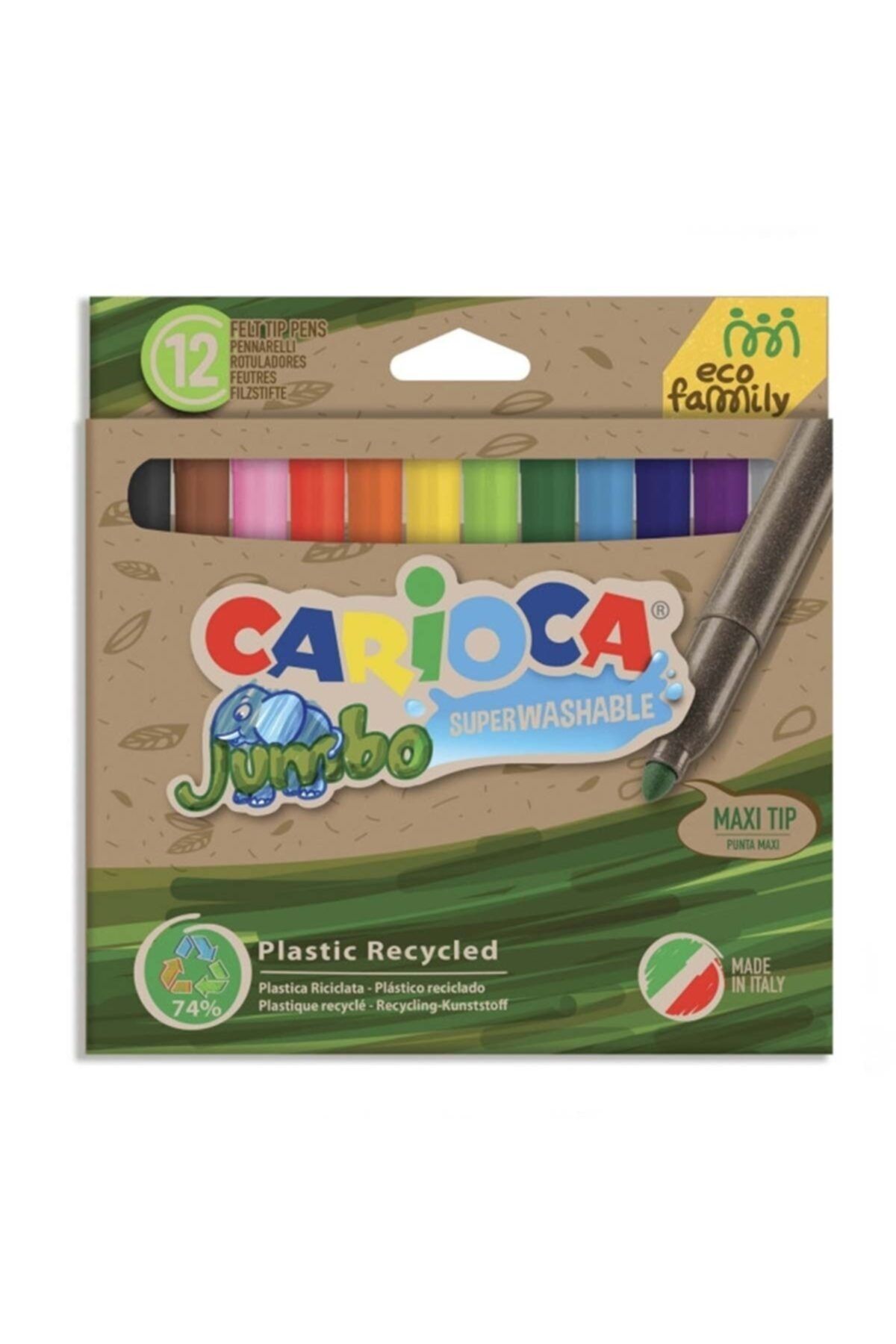 ماژیک نوک نمدی چند رنگ Carioca ECOFAMILY JUMBO فوق العاده قابل شستشو قلم 12 Genel Markalar