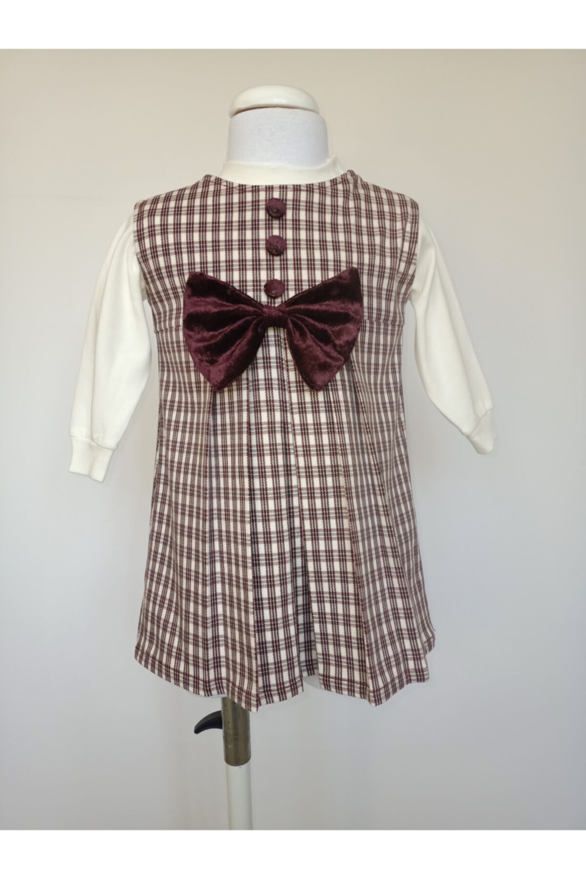 moms and babies Kız Çocuk Bebek Badili Jile Elbise Ekose Desen 0-5 Yaş fotoğrafı 5 (önizleme)