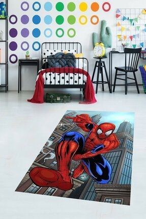 Örümcek Adam Desenli Dijital Baskılı Kaymaz Taban Çocuk Odası Halısı MRC9228
