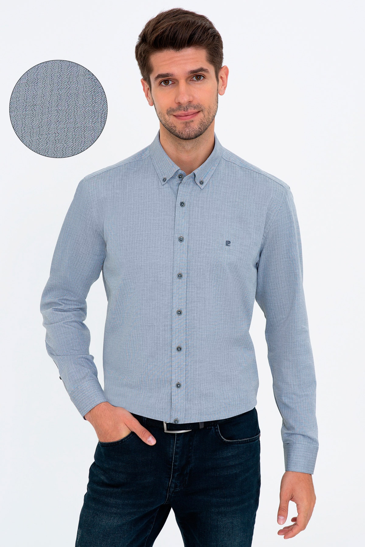 پیراهن مردانه خاکستری G021SZ004.000.1304723 پیر کاردین پیراهن Pierre Cardin