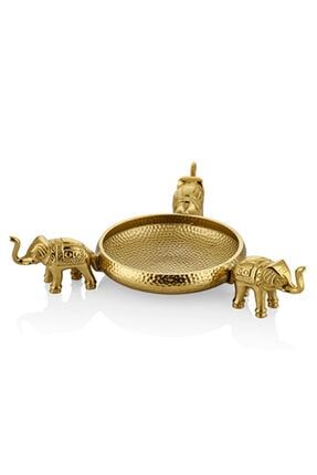 Elefante 3 Filli Gold Dekoratif Kase 42x42x9 Cm YSM-0724