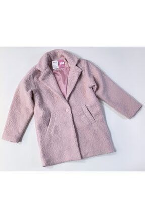 Kız Çocuk %100 Cotton Tek Düğmeli Palto Pembe Kaban KRKEC5677