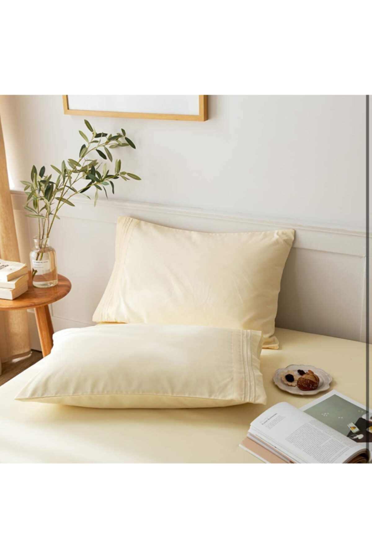 High Quality Cotton Pillowcase Set Yellow Cotton (50x70)
