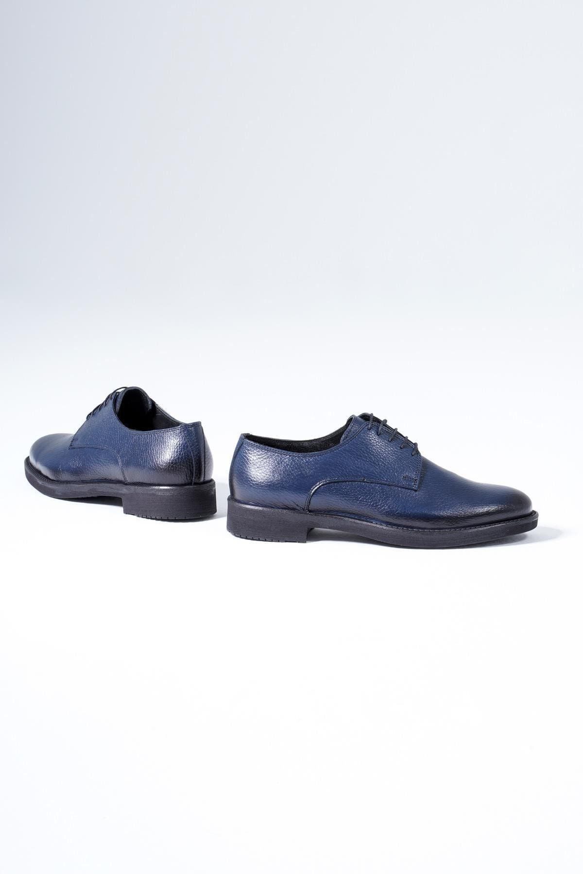 کفش بلوکر کلاسیک مردانه بند دار چرم اصل آبی سی زد لندن CZ london (برند ترکیه)