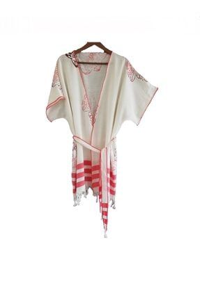 Yazlık Trend Kaftan Kimono Kuşaklı El Baskısı 36