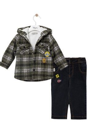 Erkek Bebek Ekose Desenli Ceket & Pantolon 2'li Takım babydola12590-55