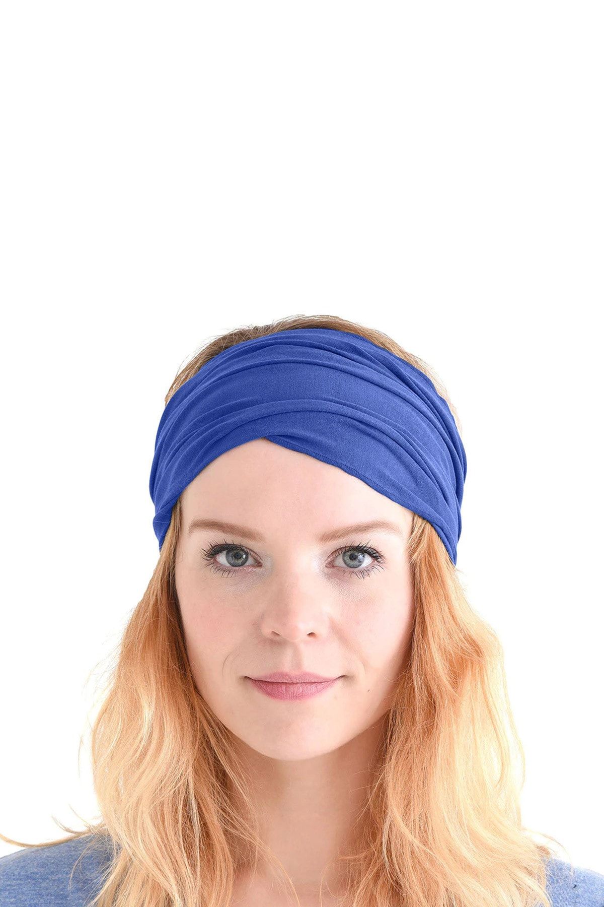 michaeller-Parachute Bandana Plain Solid Color Cotton Fabric Blue with Elastic 2