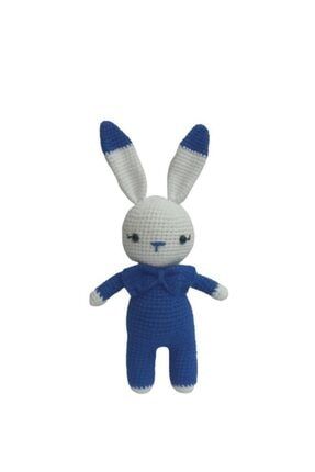 Saks Mavisi Miniş Tavşan Uyku Arkadaşı Amigurumi Organik Oyuncak Opsaksmavisiminiş