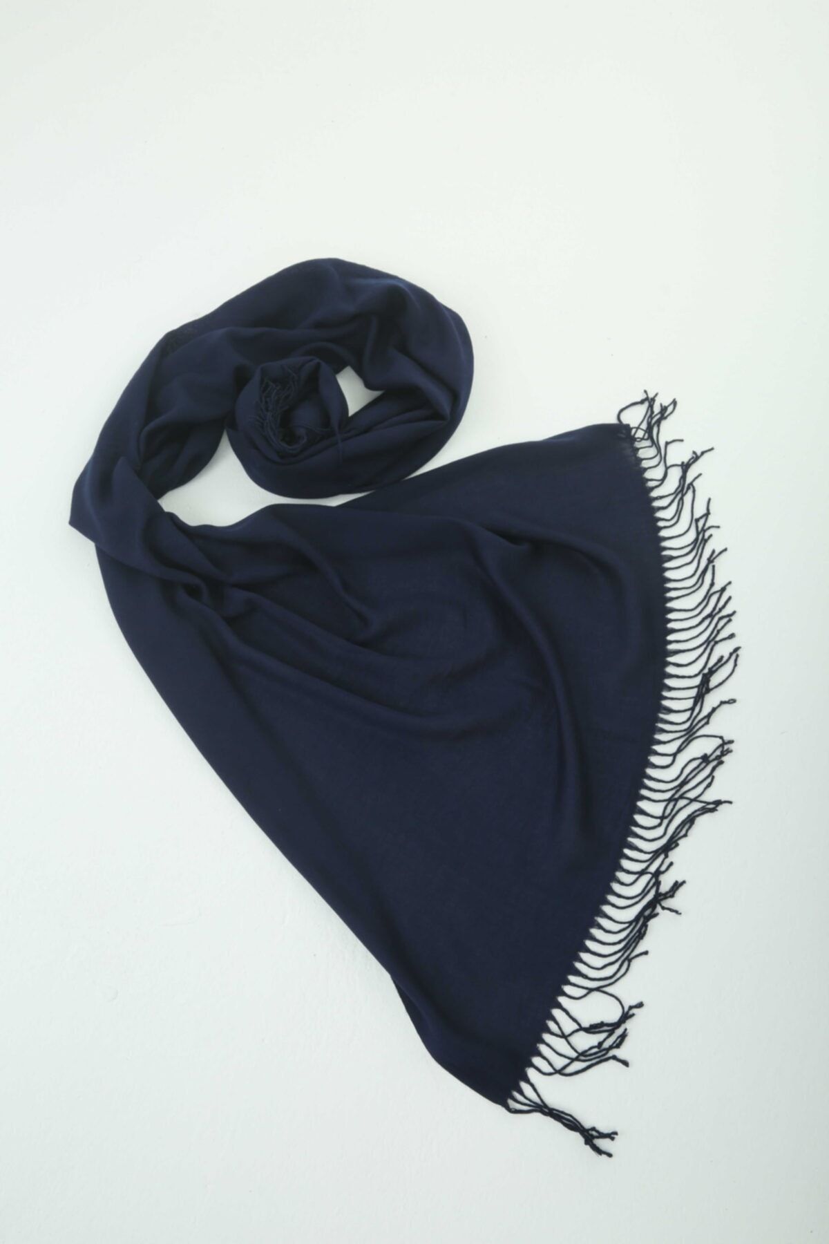 Naz İpek-Pashmina-Schal aus Baumwolle und Viskose, Marineblau, für Damen, 180 x 70 cm, mit Quasten, hohe Qualität, 150 g Pashmina 4