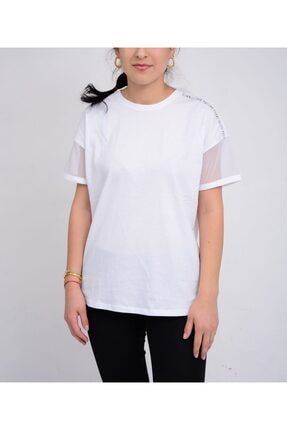 1w Ct679 Vera Slogan Detaıled Kadın T-shirt 101056927Beyaz