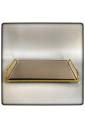 Dekoratif Aynalı Metal Tepsi / Gold - 23x37cm EVNYTPS6