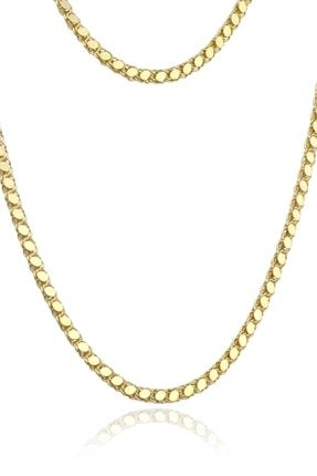 Kadın Pullu Gümüş Kolye - Sarı Altın KL-0543