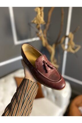 Italyan Stil Deri Erkek Ayakkabı Bordo 8765432567