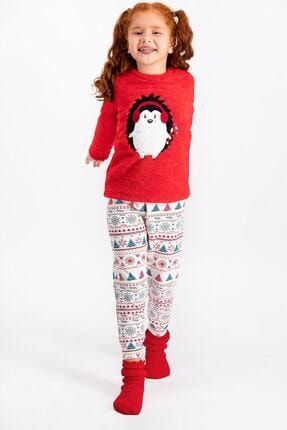 Açık Kırmızı Winter Porky Kız Çocuk Pijama Takımı AR978-C