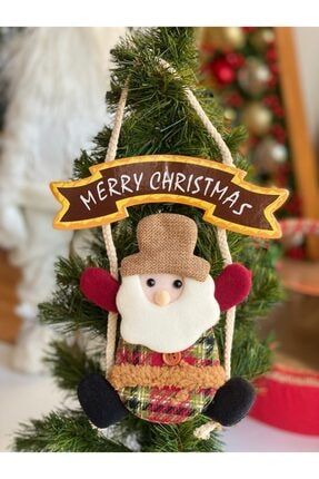 Yeni Yıl Yılbaşı Lüks Merry Christmas Yazılı Noel Baba Dekorasyon Ağaç Kapı Duvar Süsü 593710