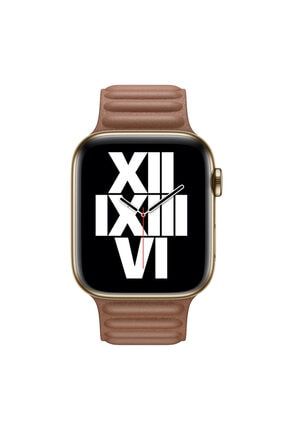 Apple Watch Series 7 41mm Uyumlu Kordon Leather Link Band Kahverengi CS130-WTCH7-41MM-LTHR-LNK-BND