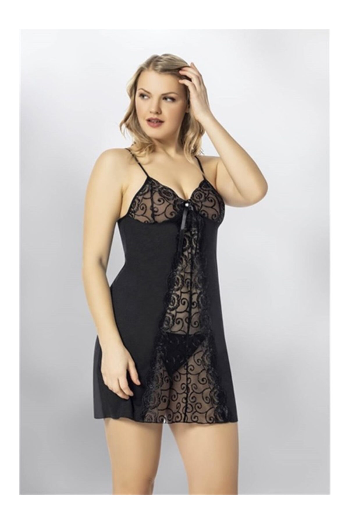 KOTA Kadın Gecelik Takımı Dantel Detaylı Ip Askılı -6338