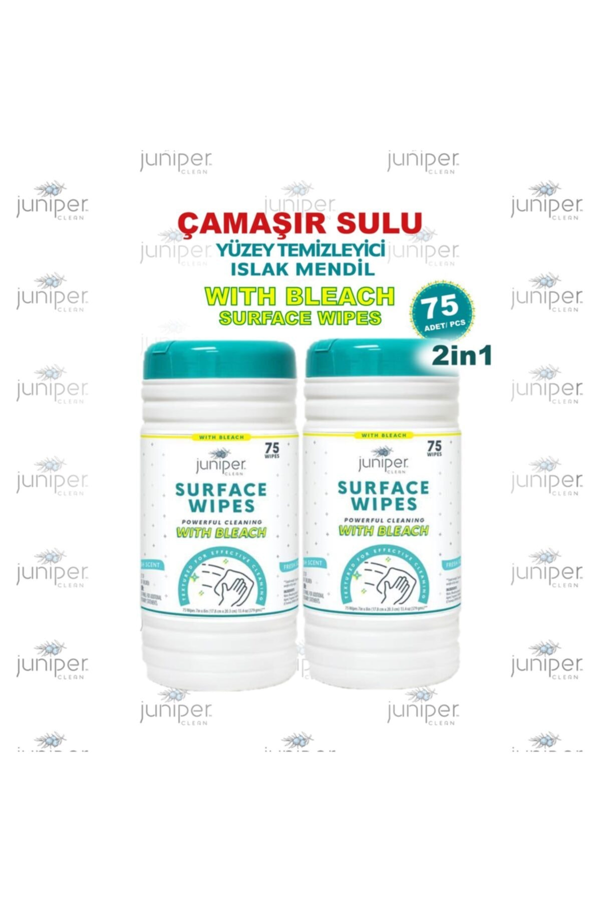 Juniper Clean Çamaşır Sulu Yüzey Temizleyici Canister 2 Adet Islak Mendil Zorlu Kirlere Karşı Güçlü Direnç