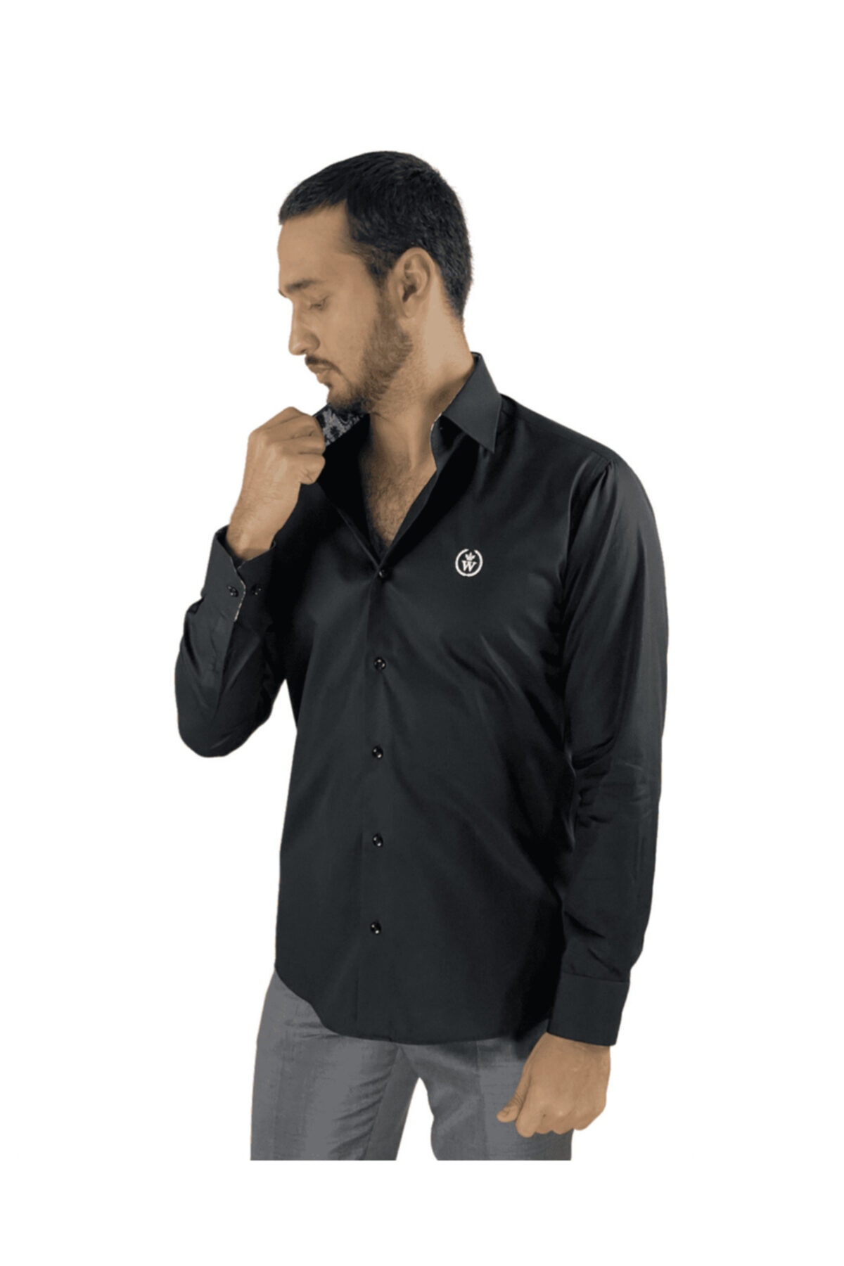 پیراهن مردانه مشکی Walker London | W102SHTY21016 اورجینال - تصویر 2